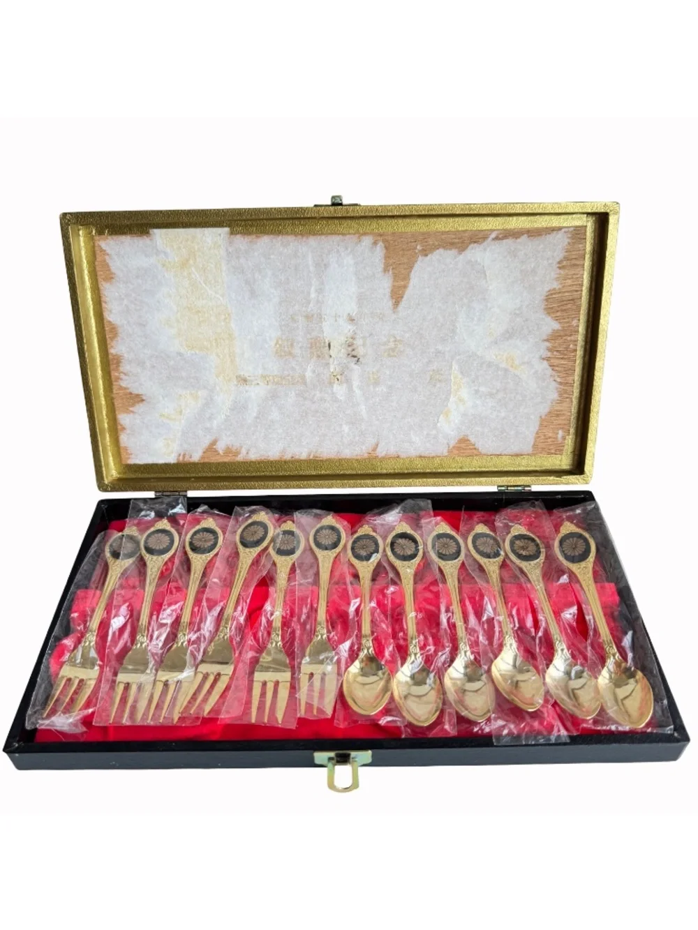 Vtg 12pc Dessert Fork Spoon Set Silver Plated Stainless Japanese Flatware Boxed